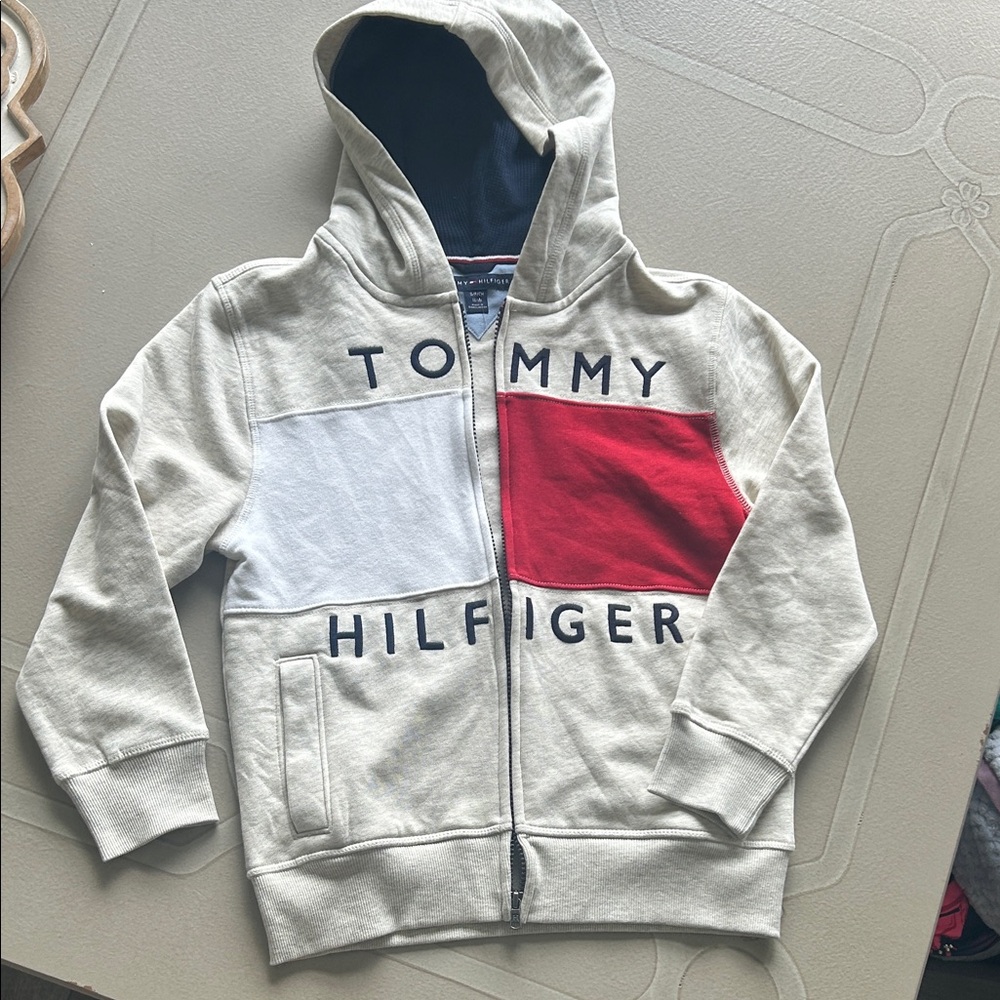 Tommy Hilfiger Kids' Hoodie - Red, White, and Cream